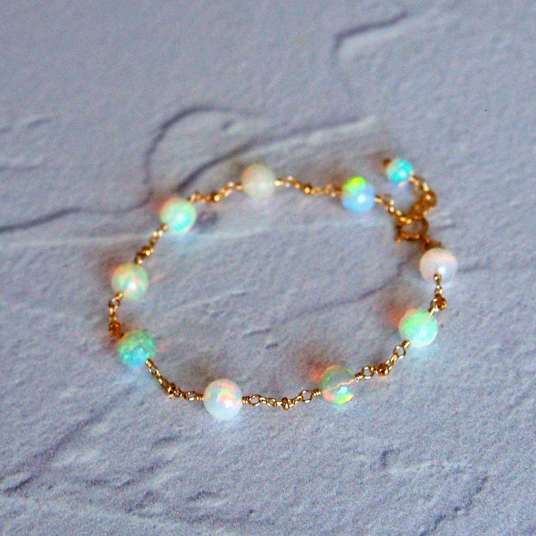 SALE✨AAA+ エチオピア産　プレシャスオパール　ブレスレット　14kgf