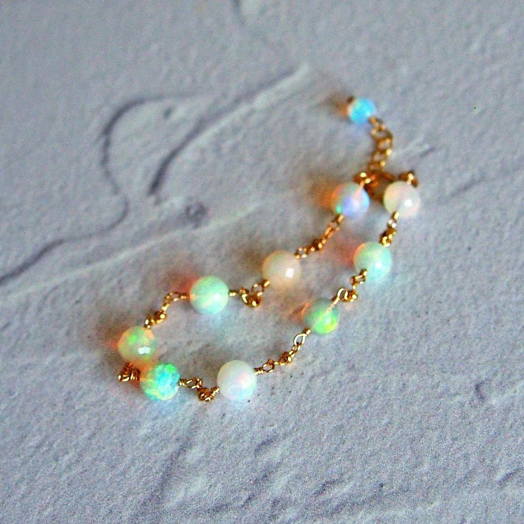 SALE✨AAA+ エチオピア産　プレシャスオパール　ブレスレット　14kgf