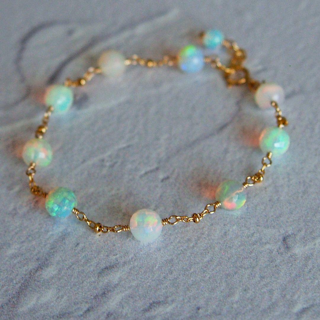 SALE✨AAA+ エチオピア産　プレシャスオパール　ブレスレット　14kgf