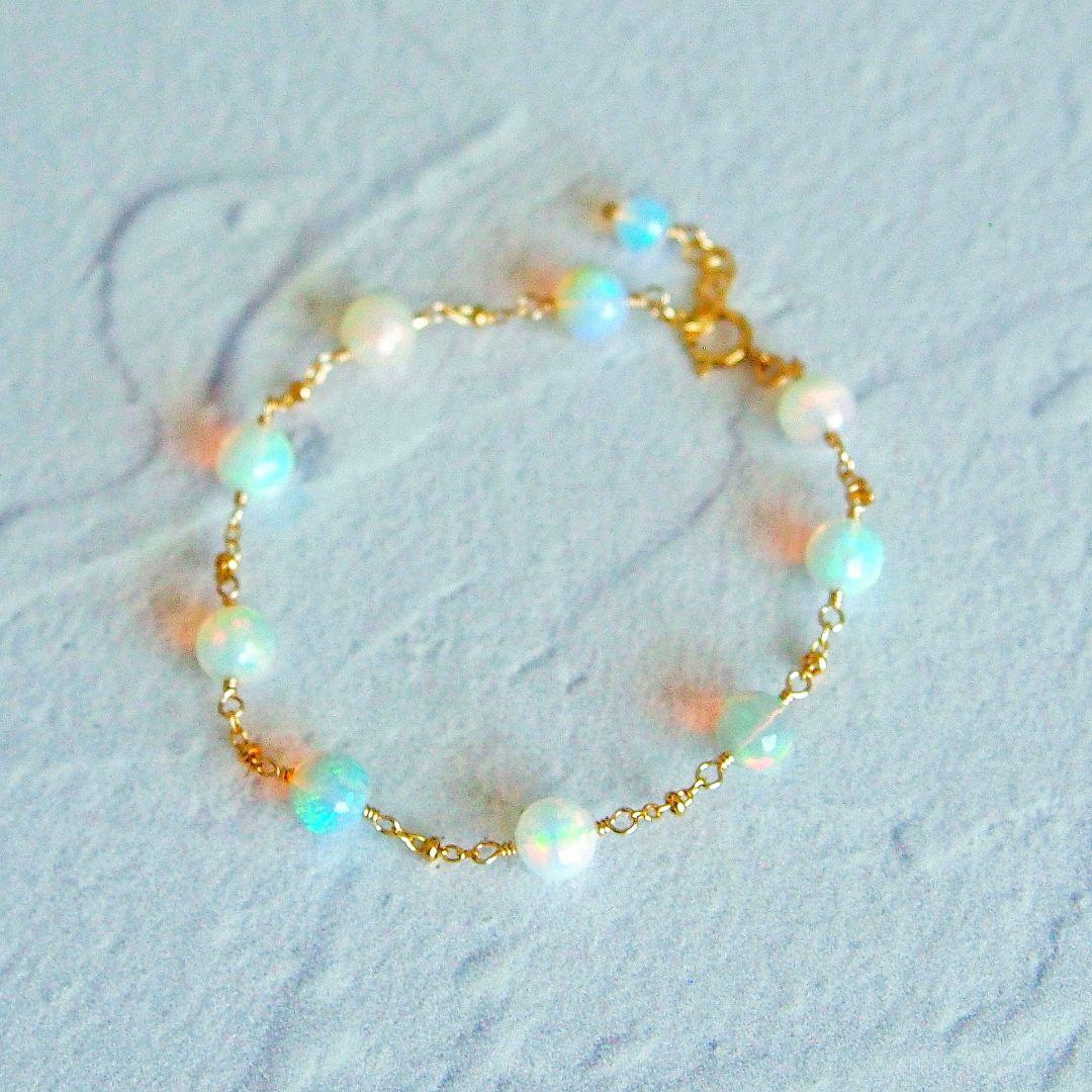 SALE✨AAA+ エチオピア産　プレシャスオパール　ブレスレット　14kgf