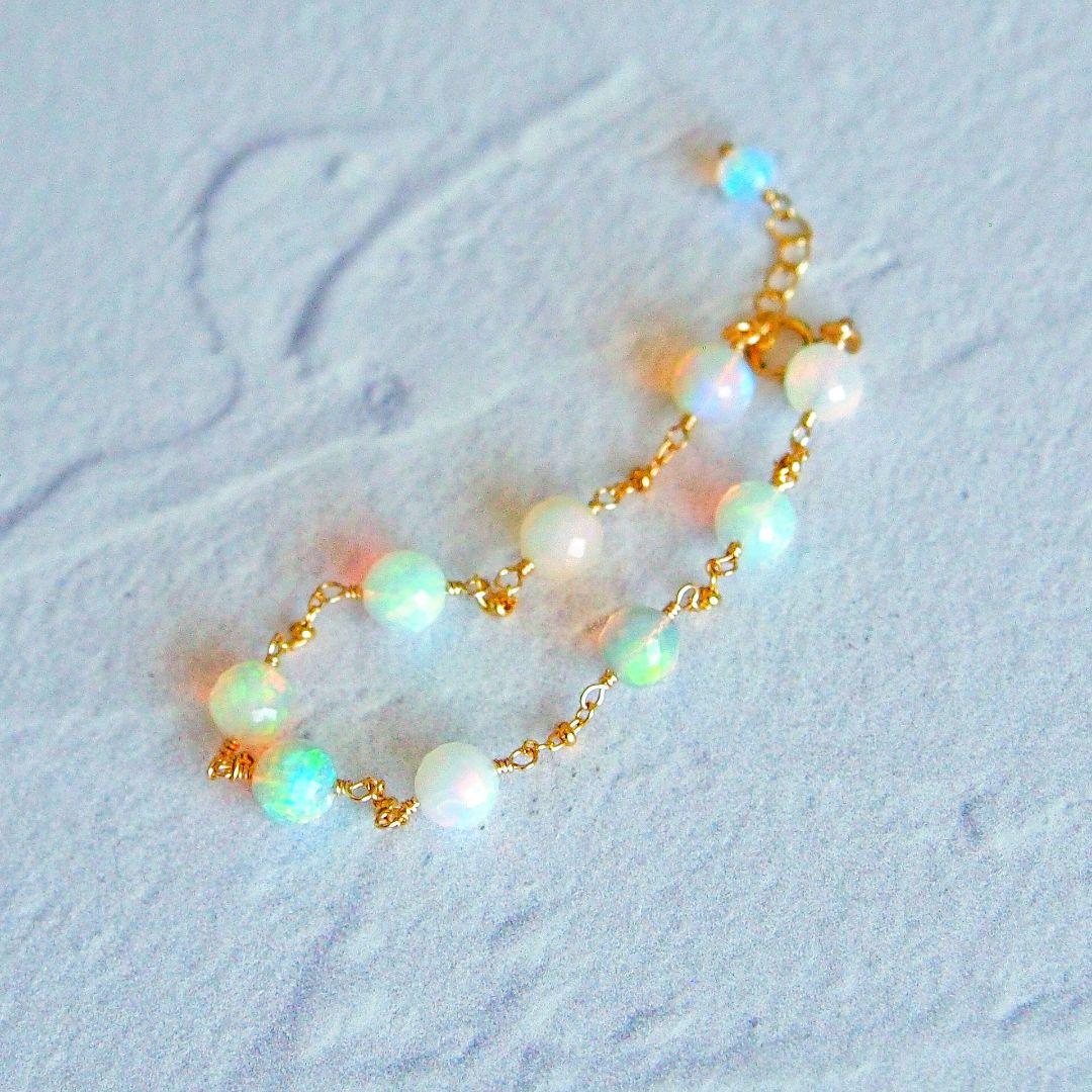 SALE✨AAA+ エチオピア産　プレシャスオパール　ブレスレット　14kgf