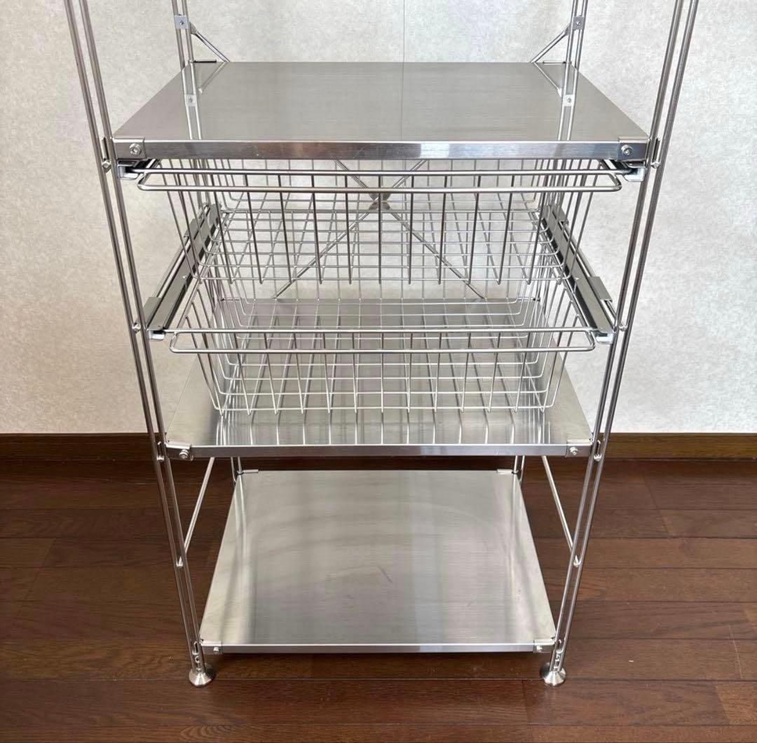 【美品】無印良品 ステンレスユニットシェルフ ステンレス 棚セット 中
