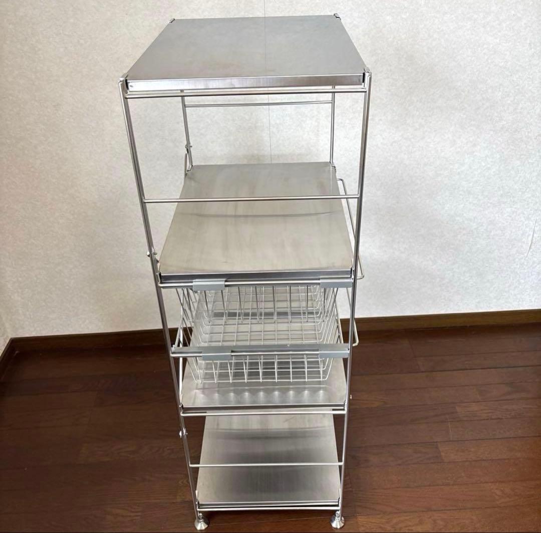 【美品】無印良品 ステンレスユニットシェルフ ステンレス 棚セット 中