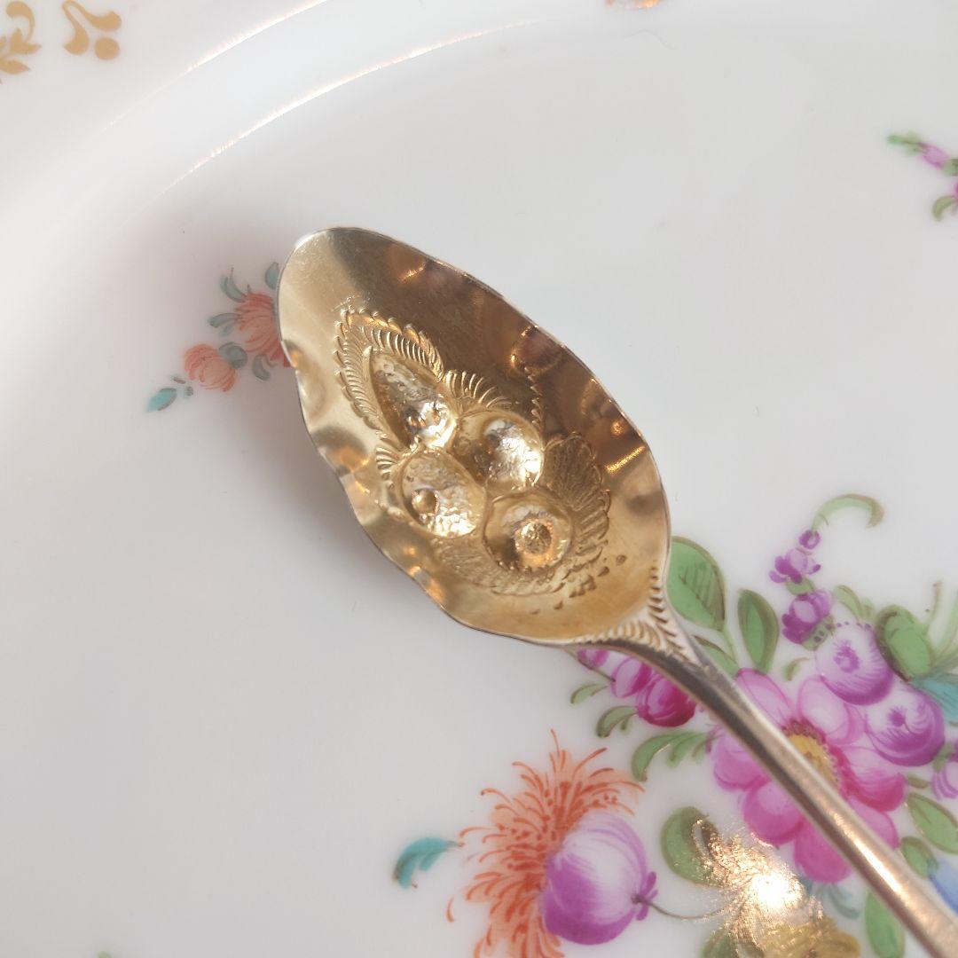 イギリス　純銀製　シルバースプーン エンボス ジャムスプーン　ベリースプーン