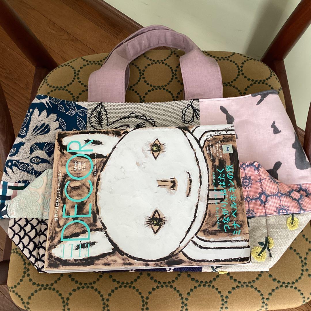 ミナペルホネンパッチワークで大きめトートバッグハンドメイド