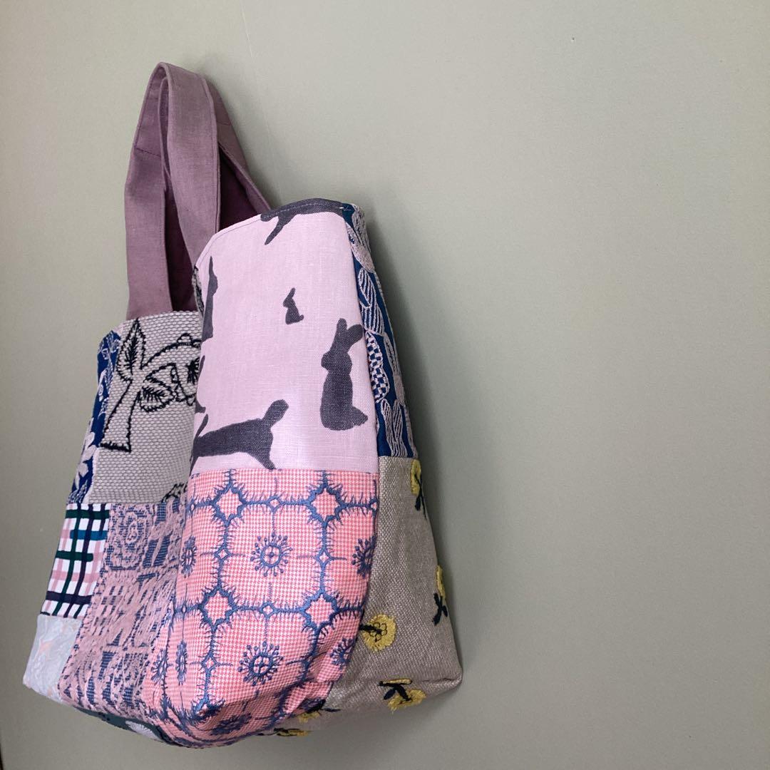 ミナペルホネンパッチワークで大きめトートバッグハンドメイド