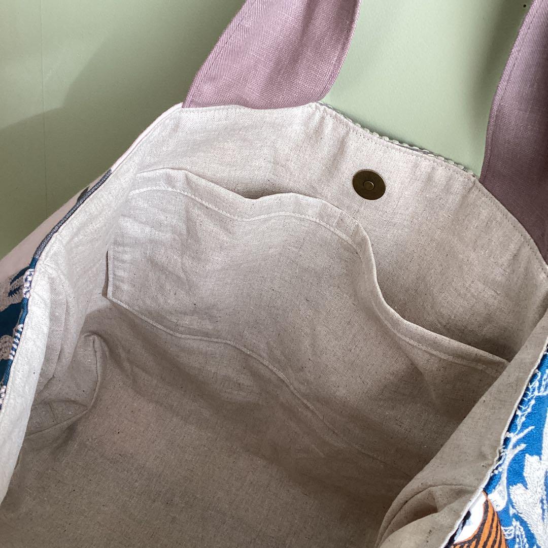 ミナペルホネンパッチワークで大きめトートバッグハンドメイド