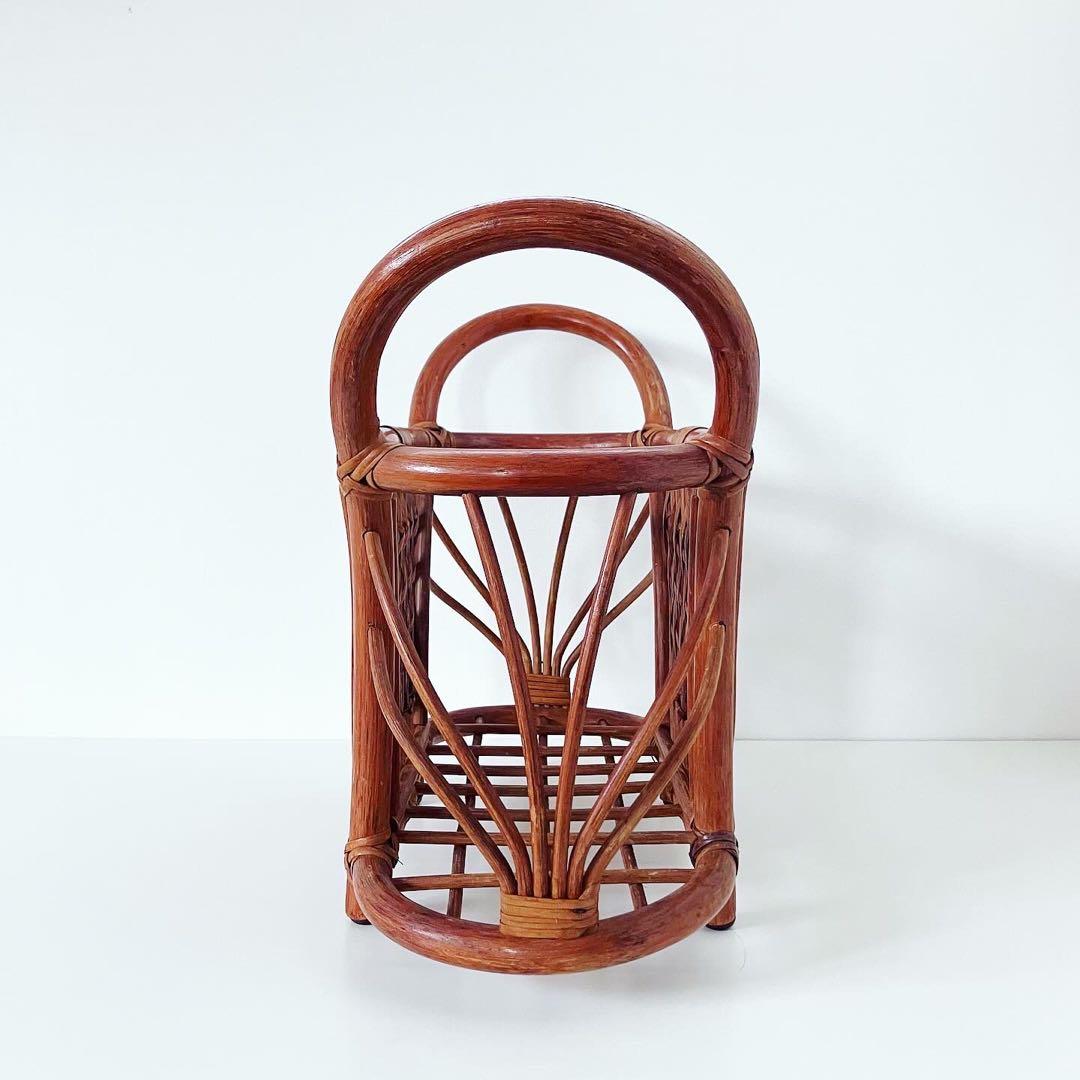 マガジンラック　ラタン　籐　小物入れ　リビング収納　古道具　古家具　ブロカント