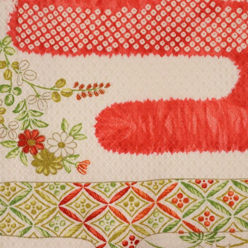 七五三　着物　3歳 女の子振袖 霞に吉祥模様 七宝立涌子供　赤 正絹　10RM4