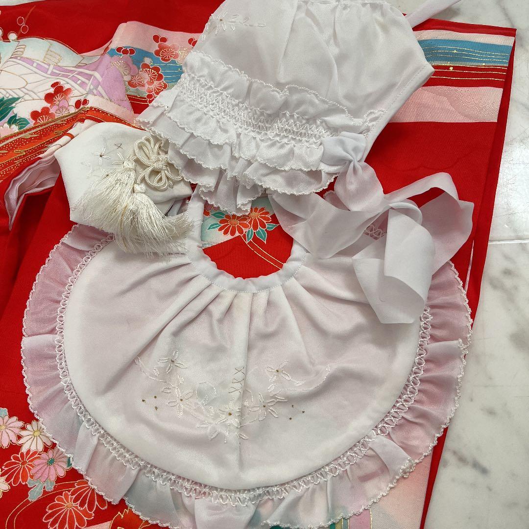 七五三 女の子 着物　長襦袢　帽子　スタイ　セット