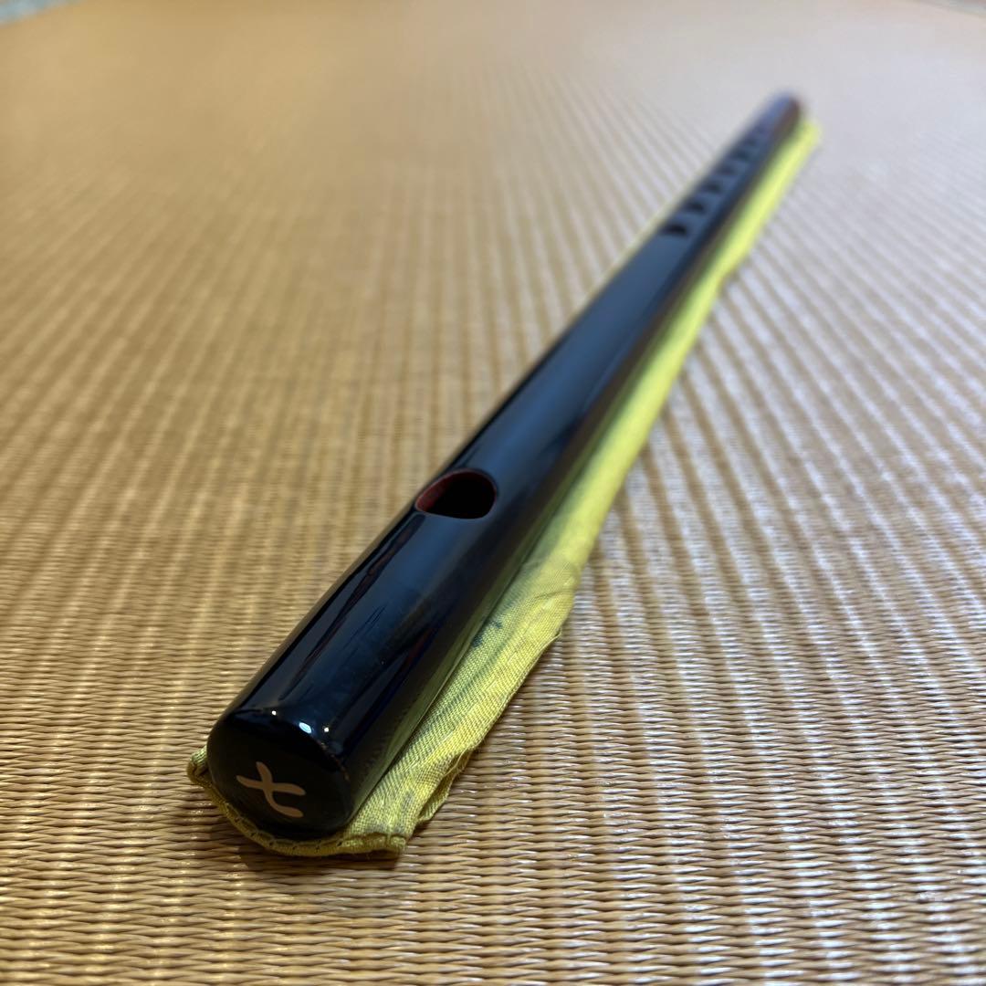 篠笛丸山 ７本調子 唄用（ドレミ調） 黒漆 ※専用笛袋付