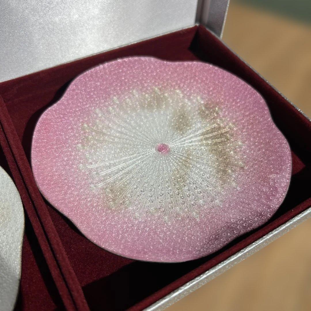 安藤七賓店 七宝焼 小皿 紅白2枚セット