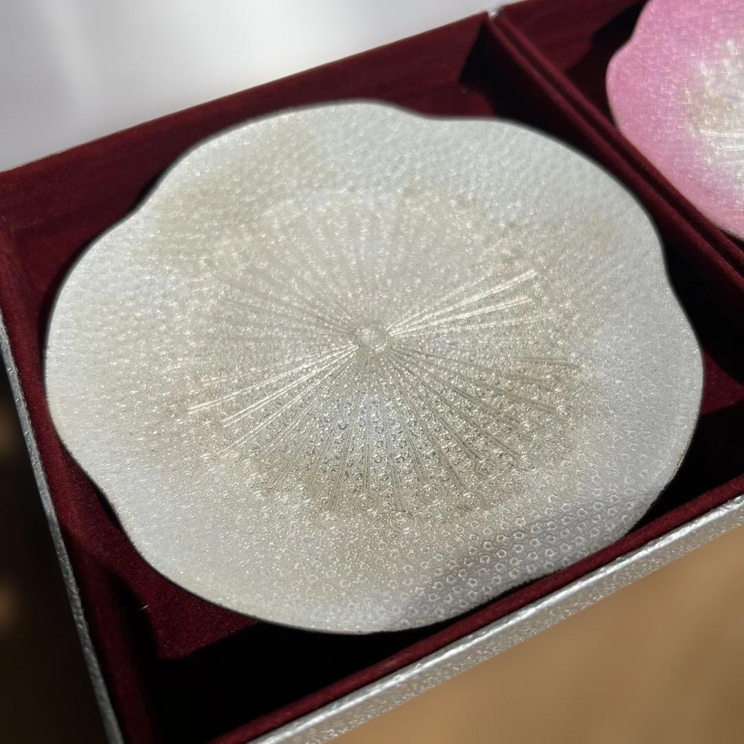 安藤七賓店 七宝焼 小皿 紅白2枚セット