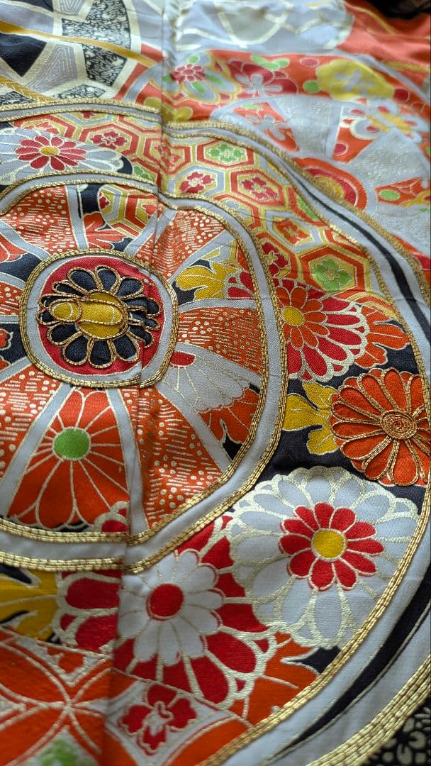 7歳　正絹朱源氏車　七五三　お着物・作り帯セット