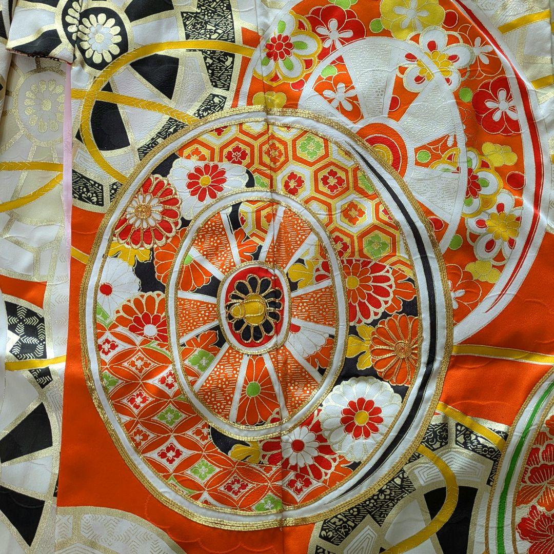 7歳　正絹朱源氏車　七五三　お着物・作り帯セット