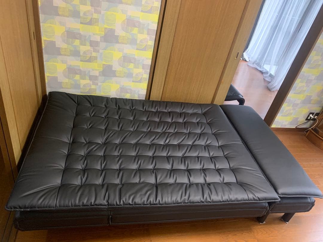 ソファベッド 合成皮革ベッドフレーム　ゼミダブル　ベッドフレームとマットレス