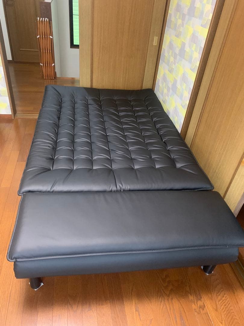 ソファベッド 合成皮革ベッドフレーム　ゼミダブル　ベッドフレームとマットレス