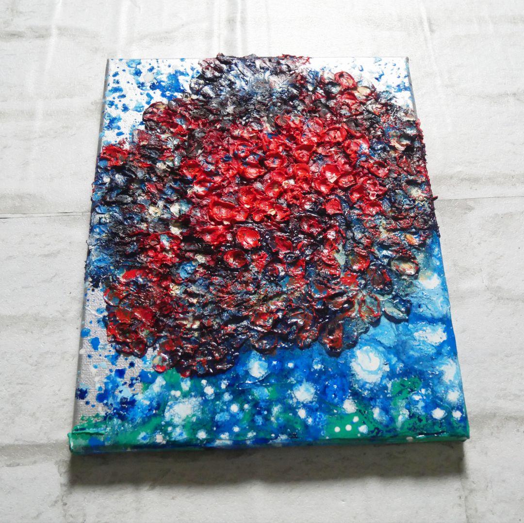 油絵 油彩 油彩画 絵画 絵 【梅雨に咲く赤い紫陽花】