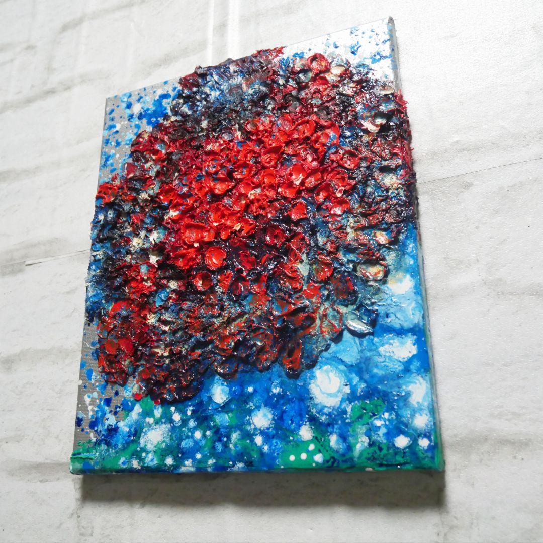 油絵 油彩 油彩画 絵画 絵 【梅雨に咲く赤い紫陽花】