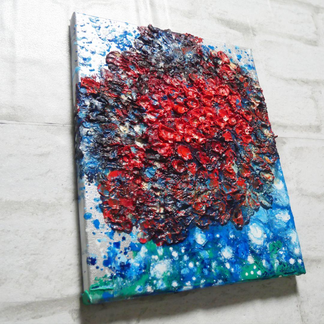 油絵 油彩 油彩画 絵画 絵 【梅雨に咲く赤い紫陽花】