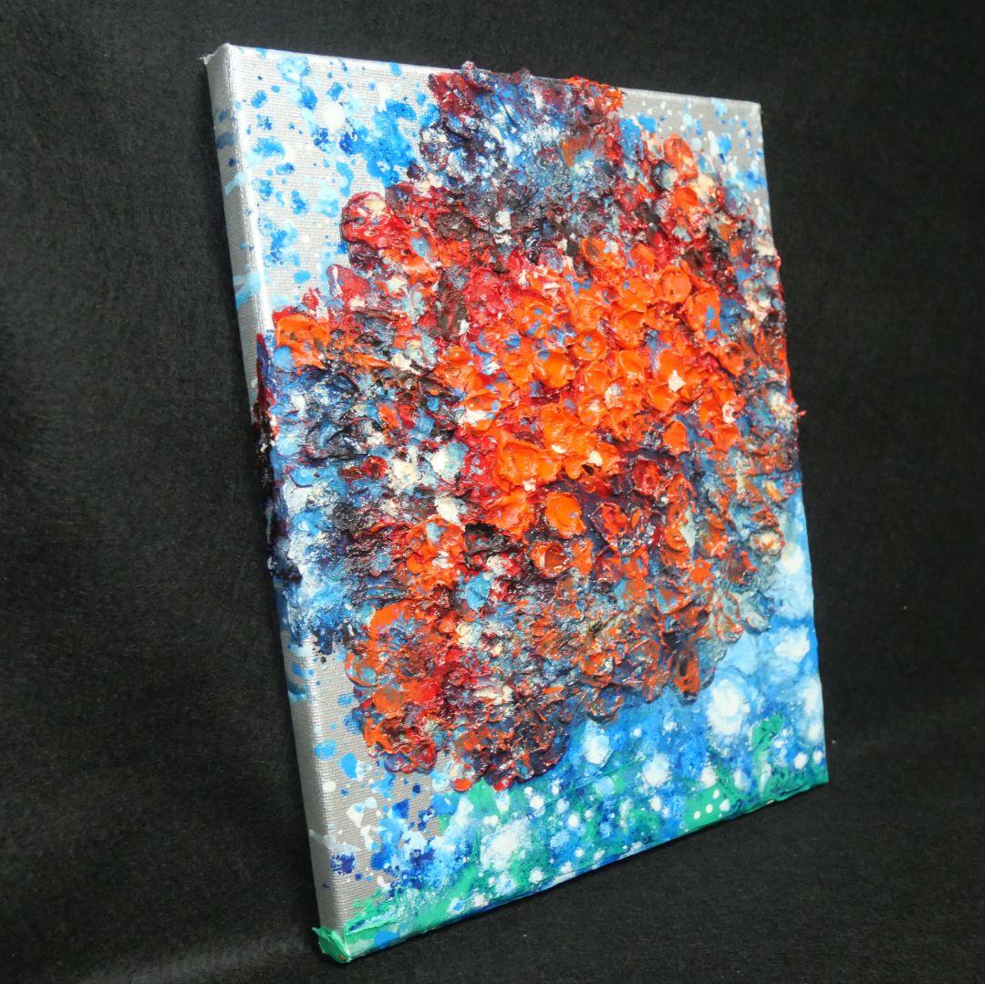 油絵 油彩 油彩画 絵画 絵 【梅雨に咲く赤い紫陽花】