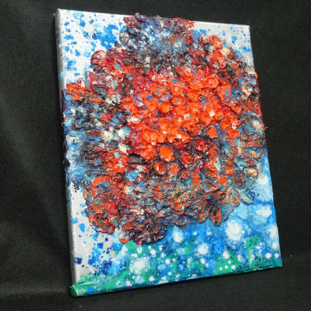 油絵 油彩 油彩画 絵画 絵 【梅雨に咲く赤い紫陽花】