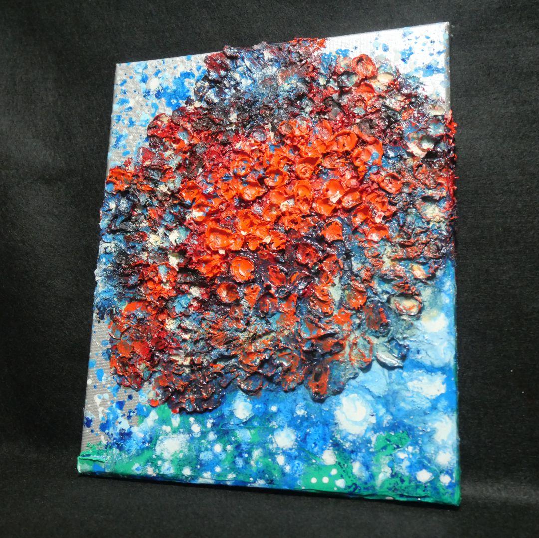 油絵 油彩 油彩画 絵画 絵 【梅雨に咲く赤い紫陽花】