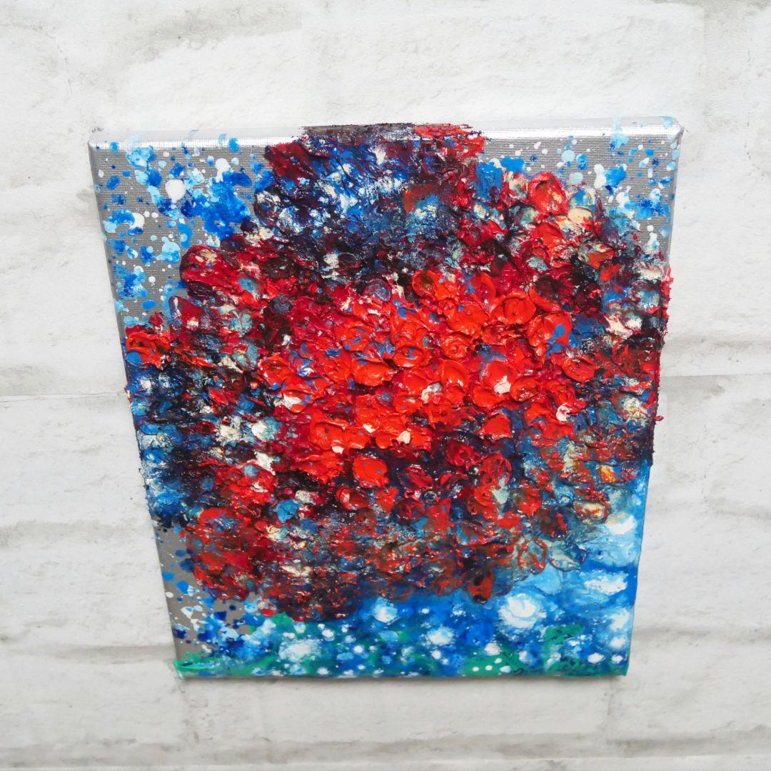 油絵 油彩 油彩画 絵画 絵 【梅雨に咲く赤い紫陽花】