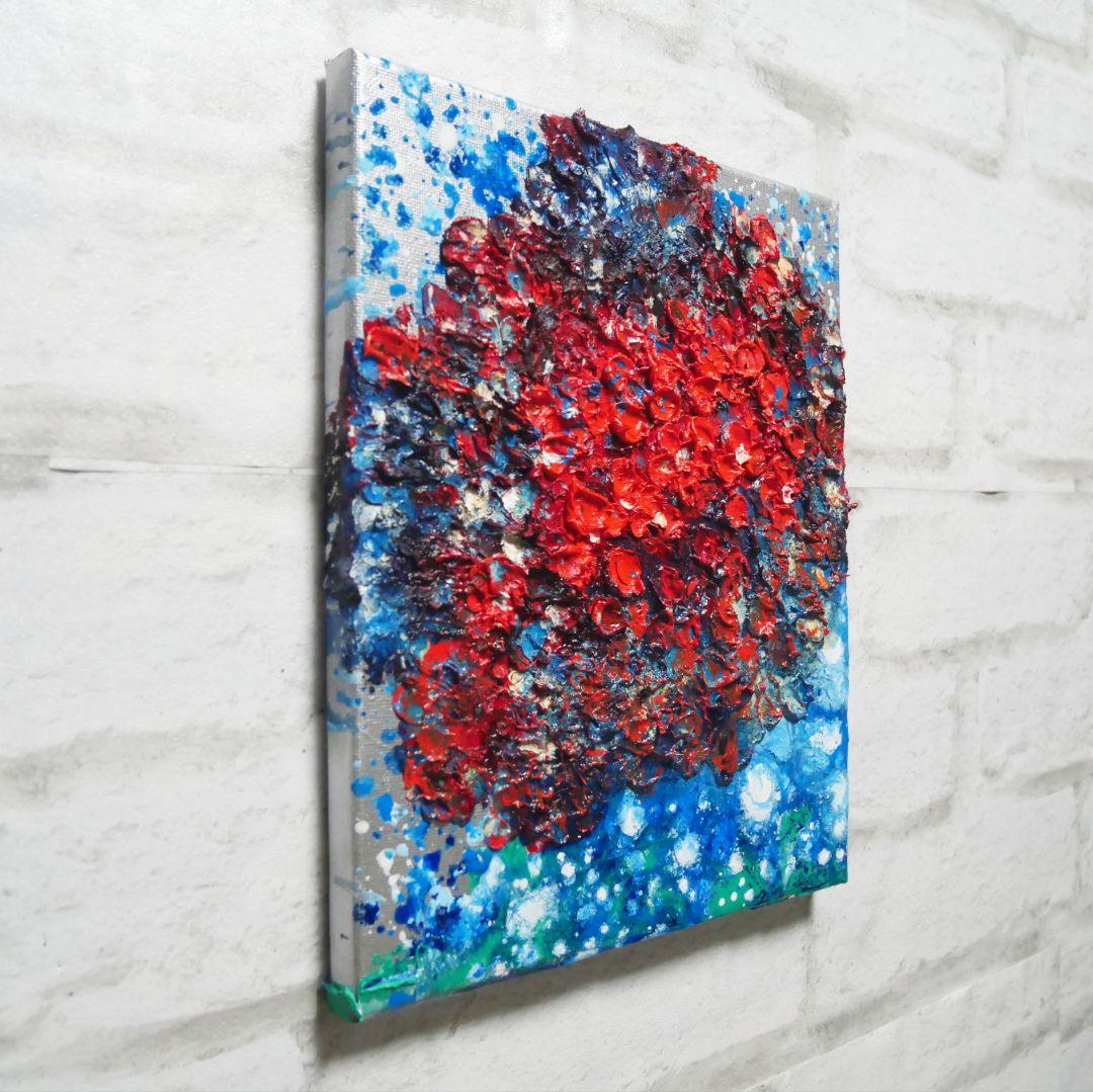 油絵 油彩 油彩画 絵画 絵 【梅雨に咲く赤い紫陽花】