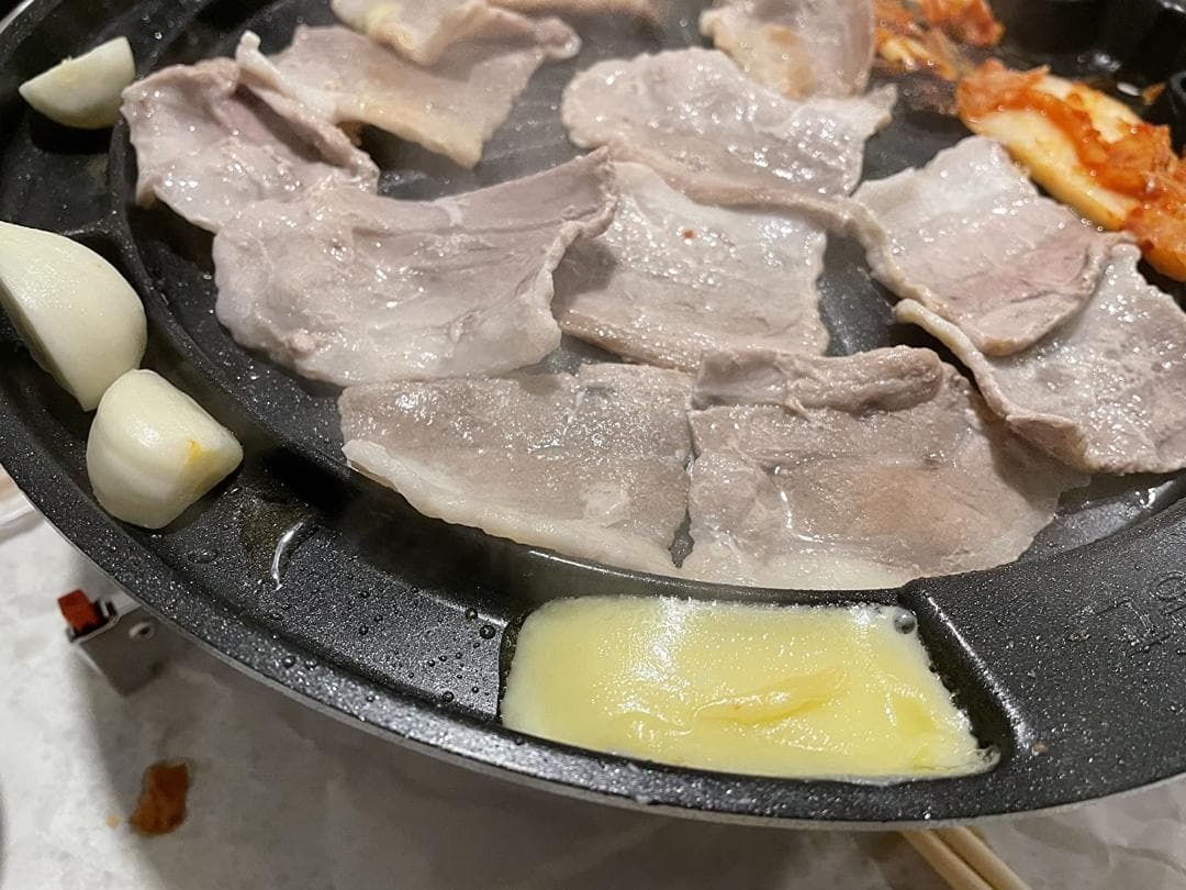 サムギョプサル焼肉用プレート鉄板 浴びんだ防止コーティング 丸型 30cm