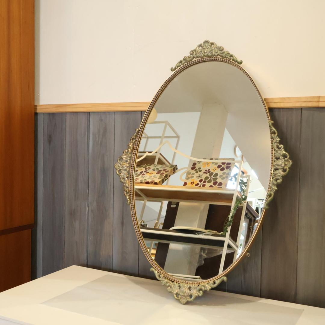 アンティーク調 ウォールミラー 壁掛け鏡 エレガント クラシカル ロココ調