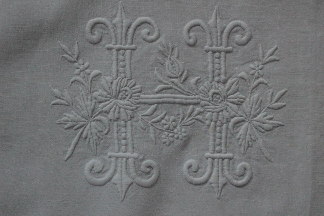 フランスアンティークイニシャルシーツ/モノグラムカバー/MONOGRAM“HB”