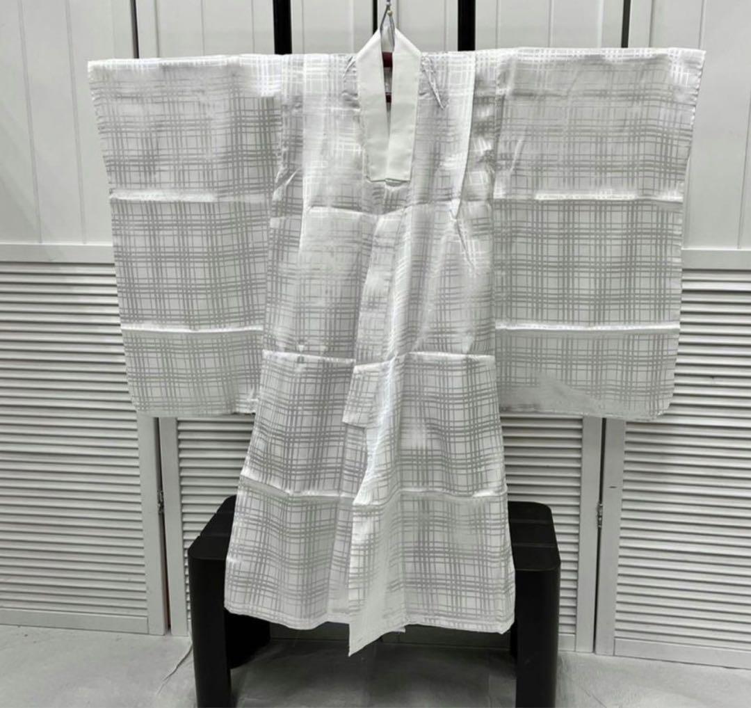 青色 鷹と松の刺繍 着物