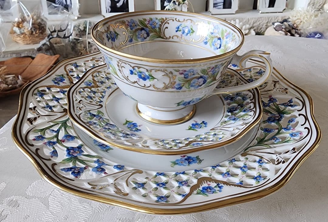 シューマン ババリア ⑨ 勿忘草 21.9cm ピアスプレート 盛り皿