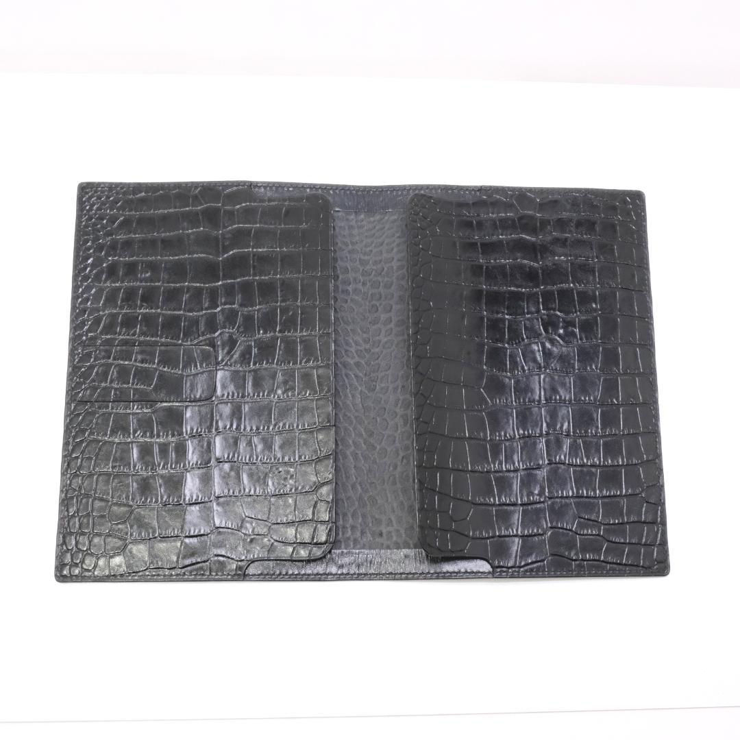 本革　B5ノートカバー　ワニ型押し　ブラック　黒