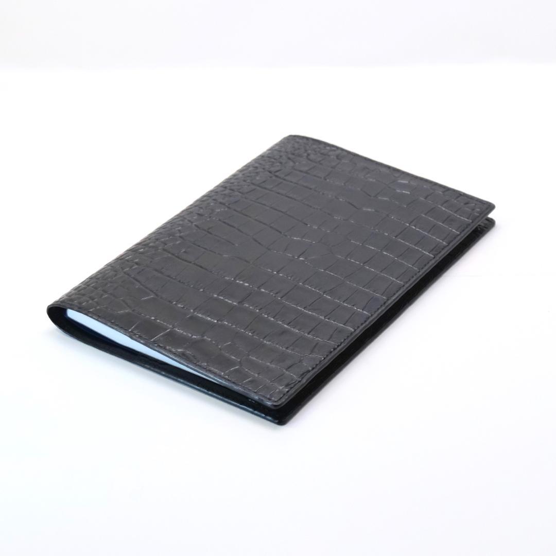 本革　B5ノートカバー　ワニ型押し　ブラック　黒