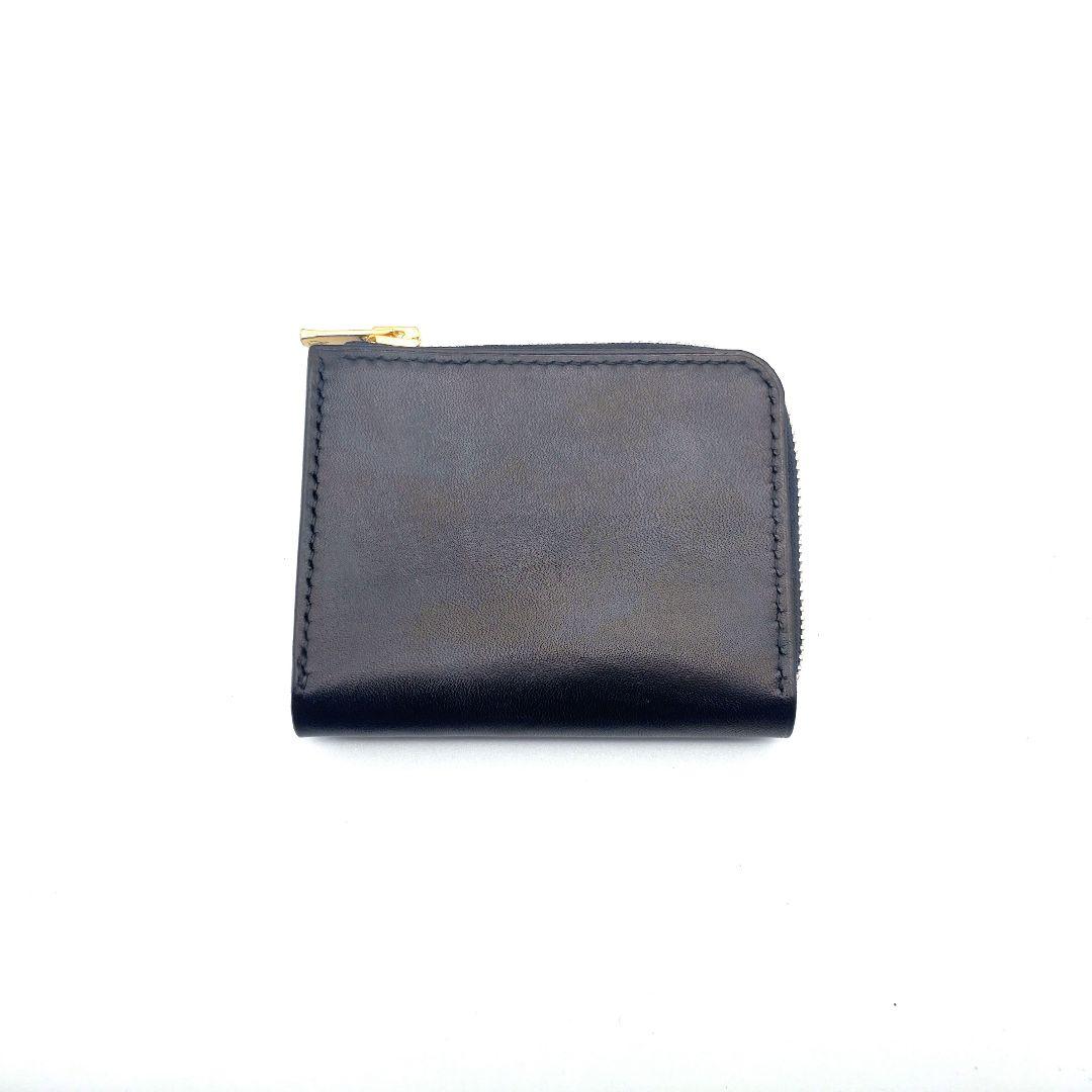 コンパクト財布 黒 ブラック 本革 ヌメ革 牛革 L字 ゲンコウ genkoh