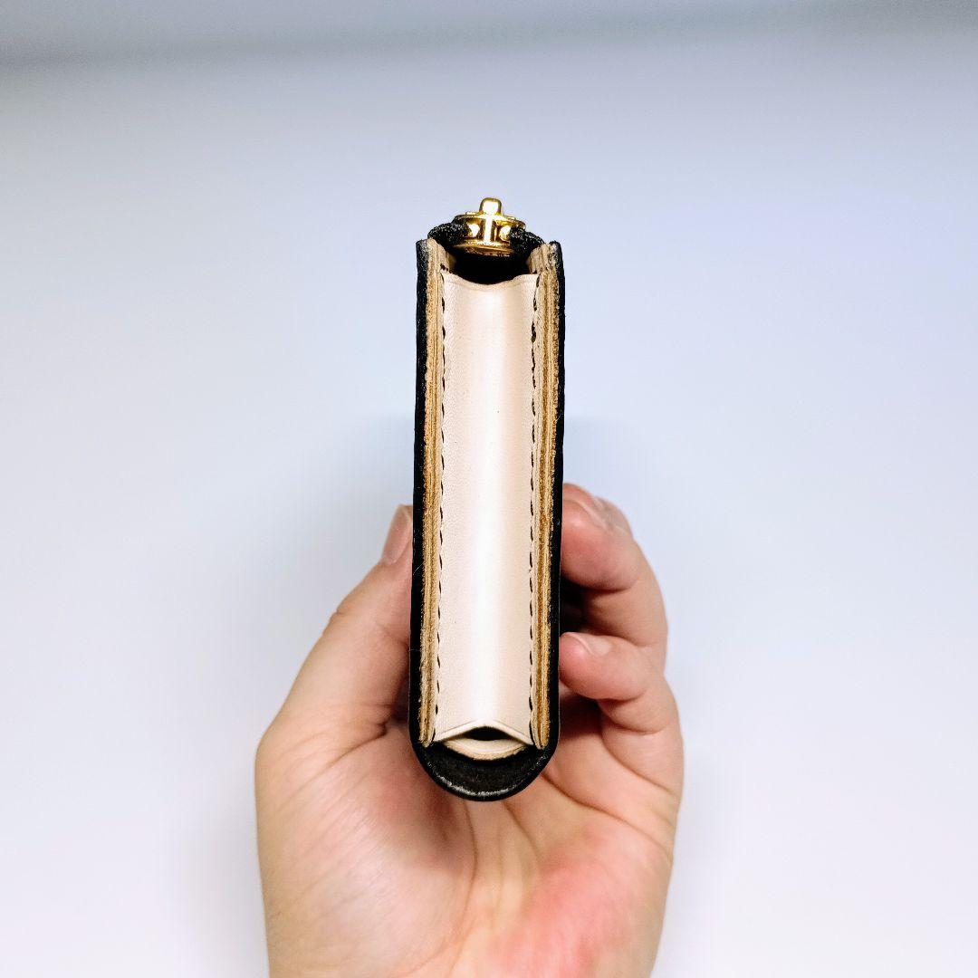 コンパクト財布 黒 ブラック 本革 ヌメ革 牛革 L字 ゲンコウ genkoh