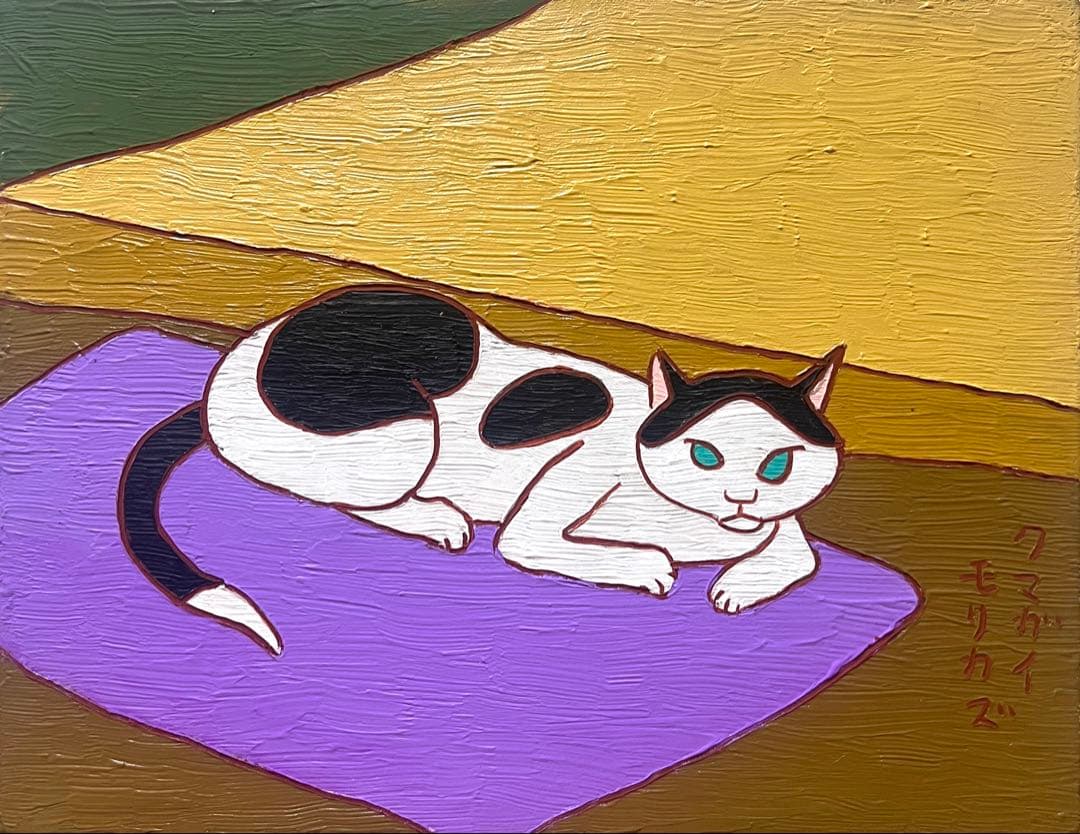 F6号）熊谷守一【猫】肉筆/表サイン有り/裏シール有り/油彩/厚塗り/b