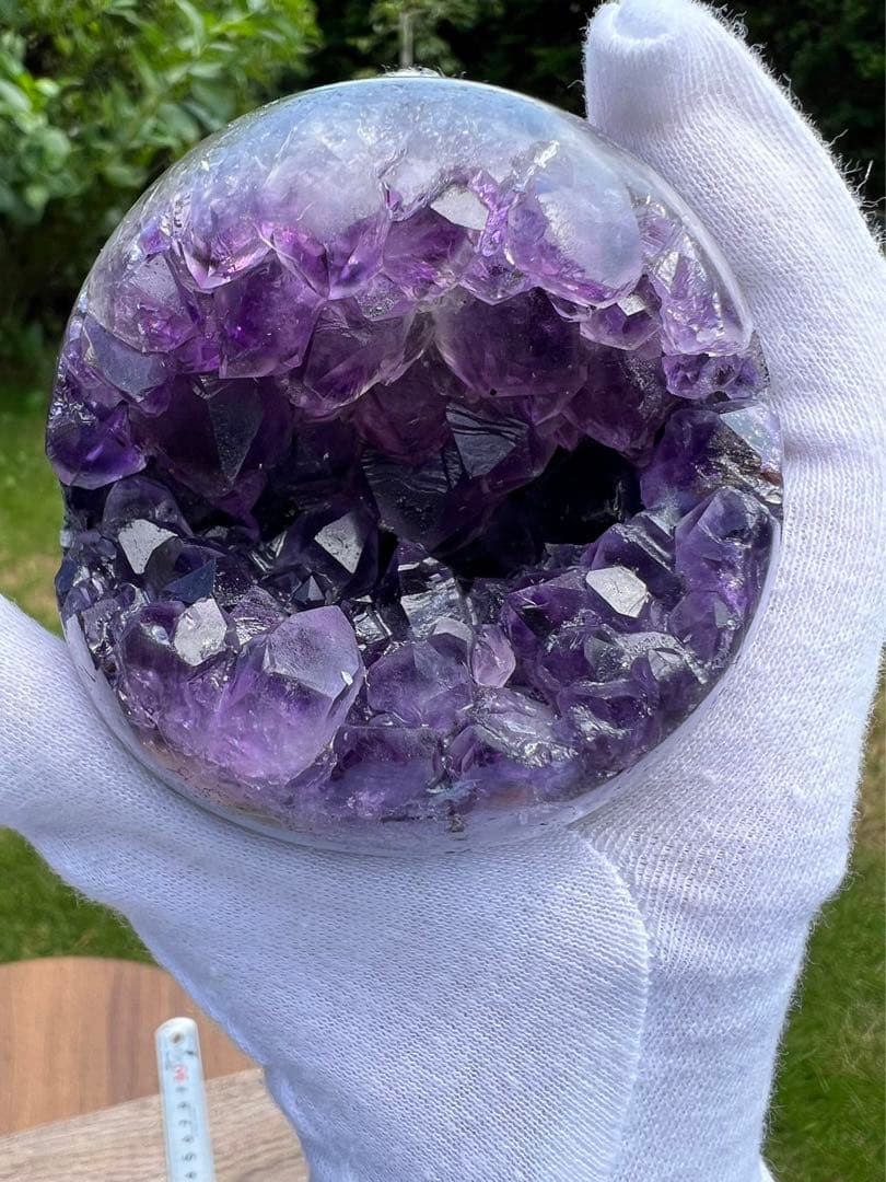 A88アメジストクラスター　丸玉（開口笑）サイズ66.6mm