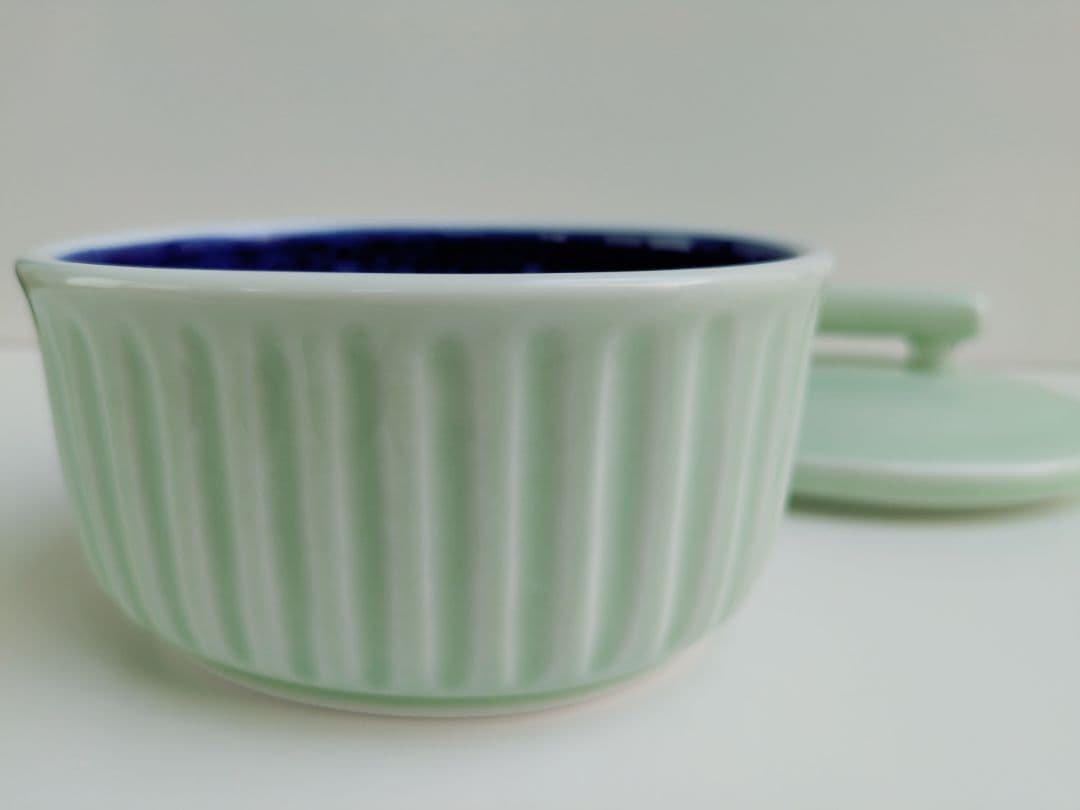 2/14限定価格✩希少　廃盤品　深川製磁　青磁梅小紋 蓋物