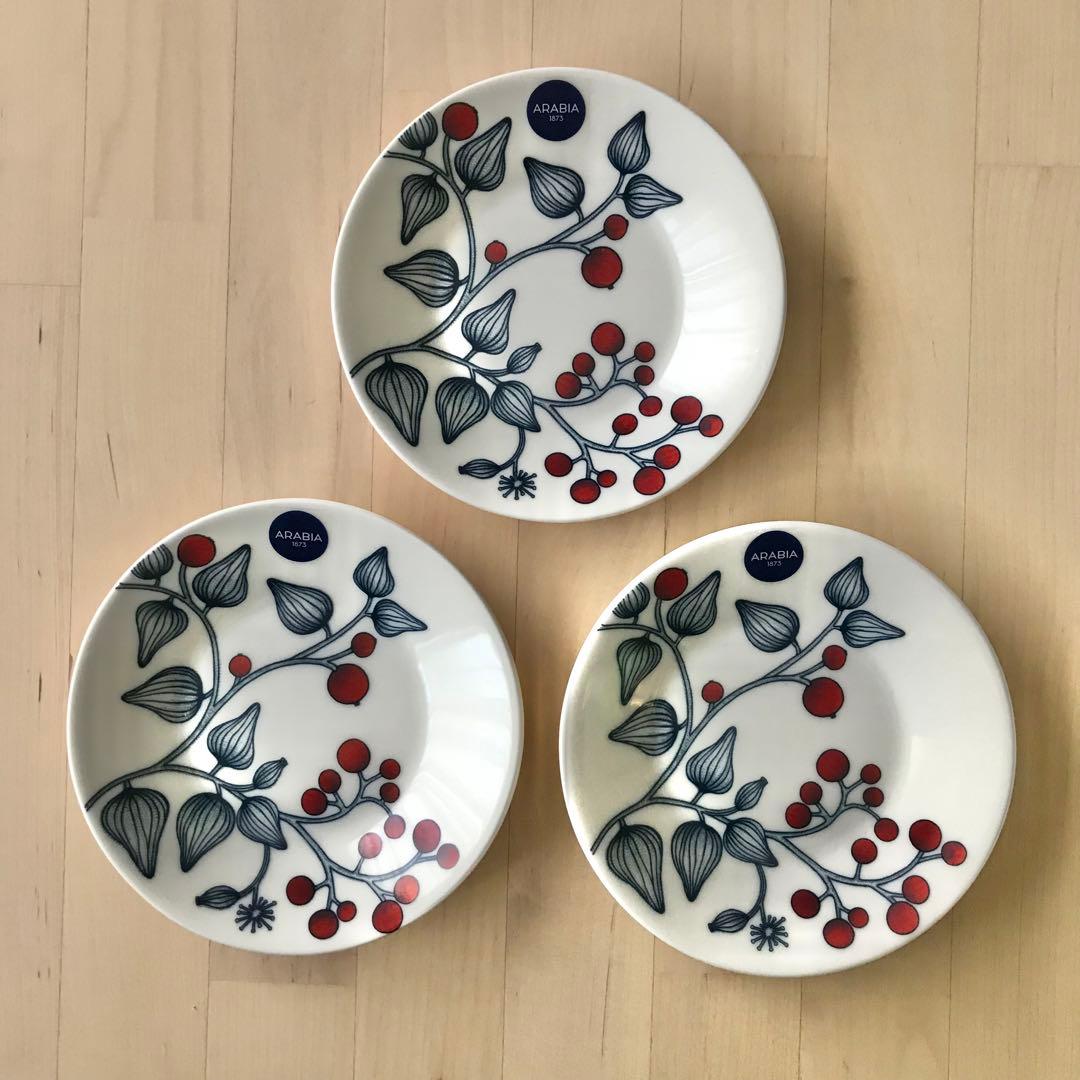 アラビア　ルノ　フロストベリー　プレート　11.5cm　3点セット　25周年ロゴ