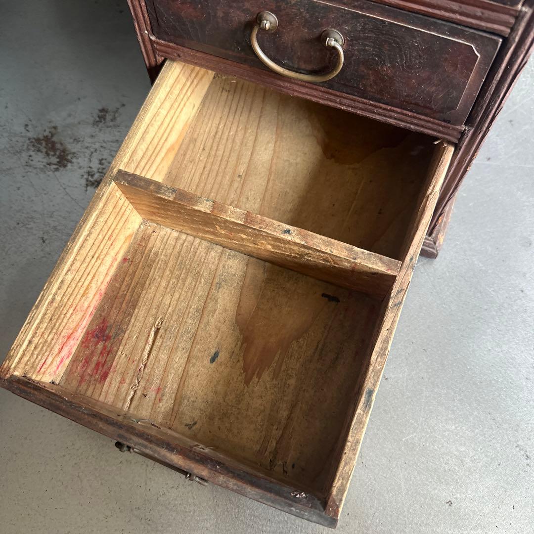 ヴィンテージ味のある素敵な木製小物収納 ❗️ダークブラウン