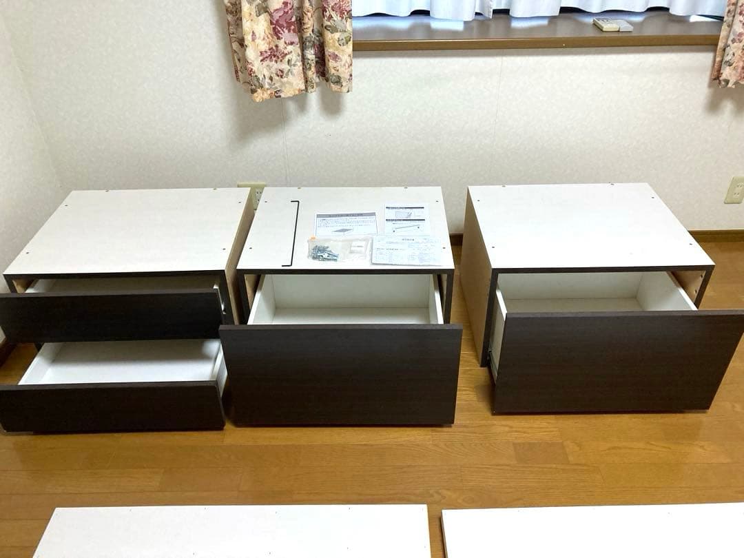 【引き取り希望】ニトリ　シングルベッドフレーム ダークブラウン収納付き