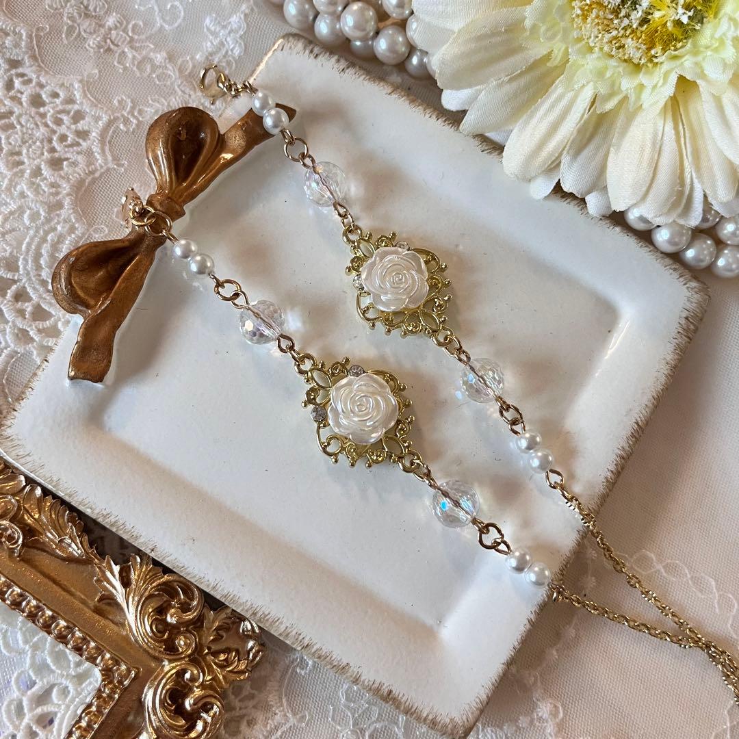 ♪❤️再販　 薔薇　パール　マスクチェーン　メガネチェーン