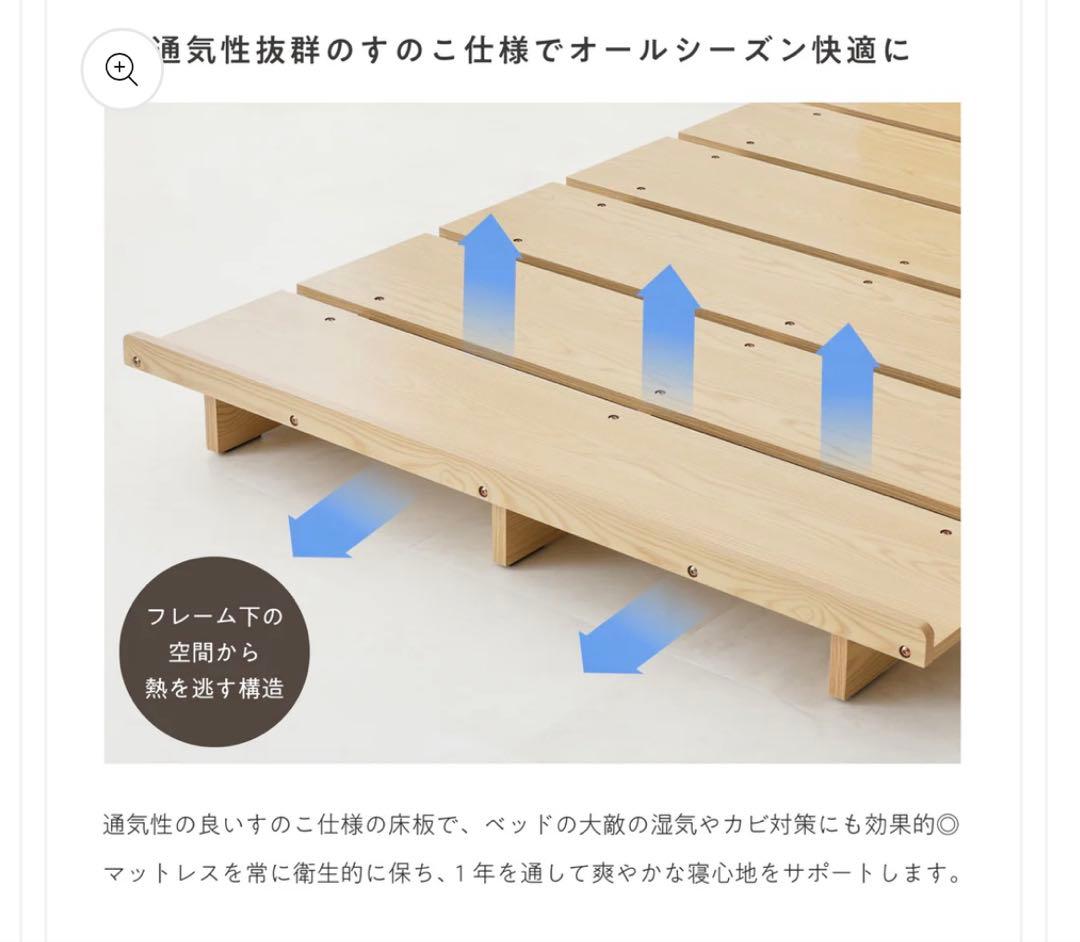 新品未使用品　ベッドフレーム ナチュラル　すのこベッド　ローベッド