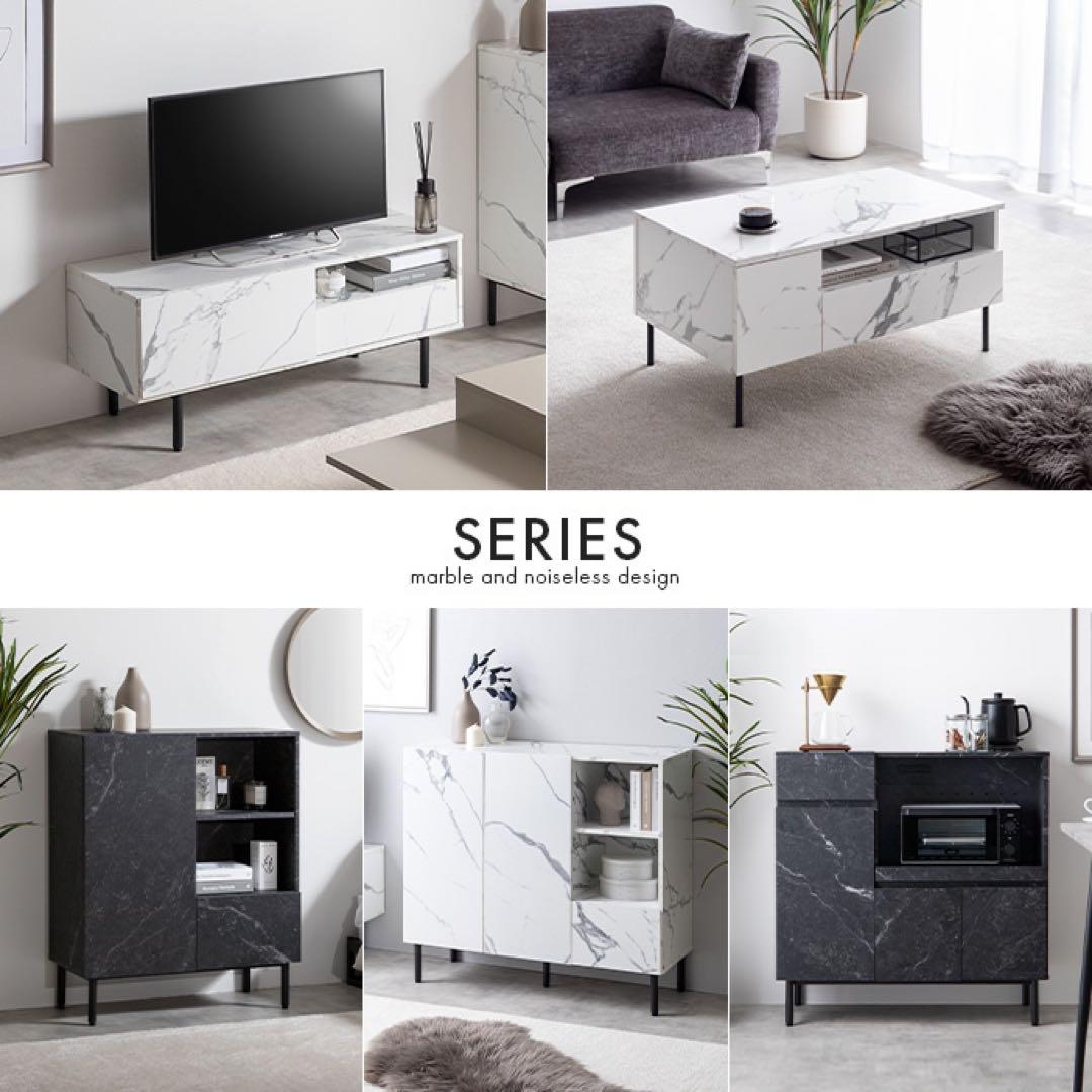 【幅80cm】Ellis 大理石柄 引き出し付き センターテーブル ローテーブル