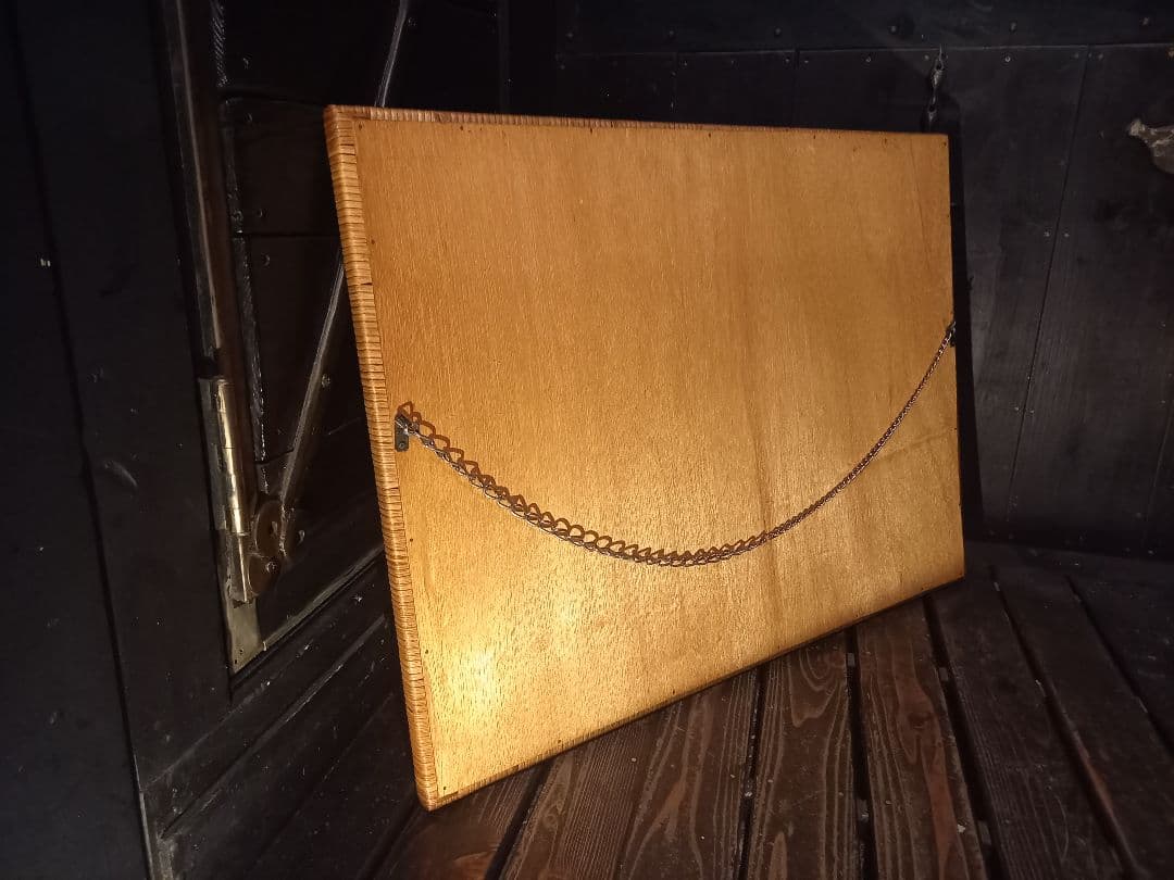 希少　1970's　フレンチ　クラシック　ラタン　フレーム　ウッド　ミラー