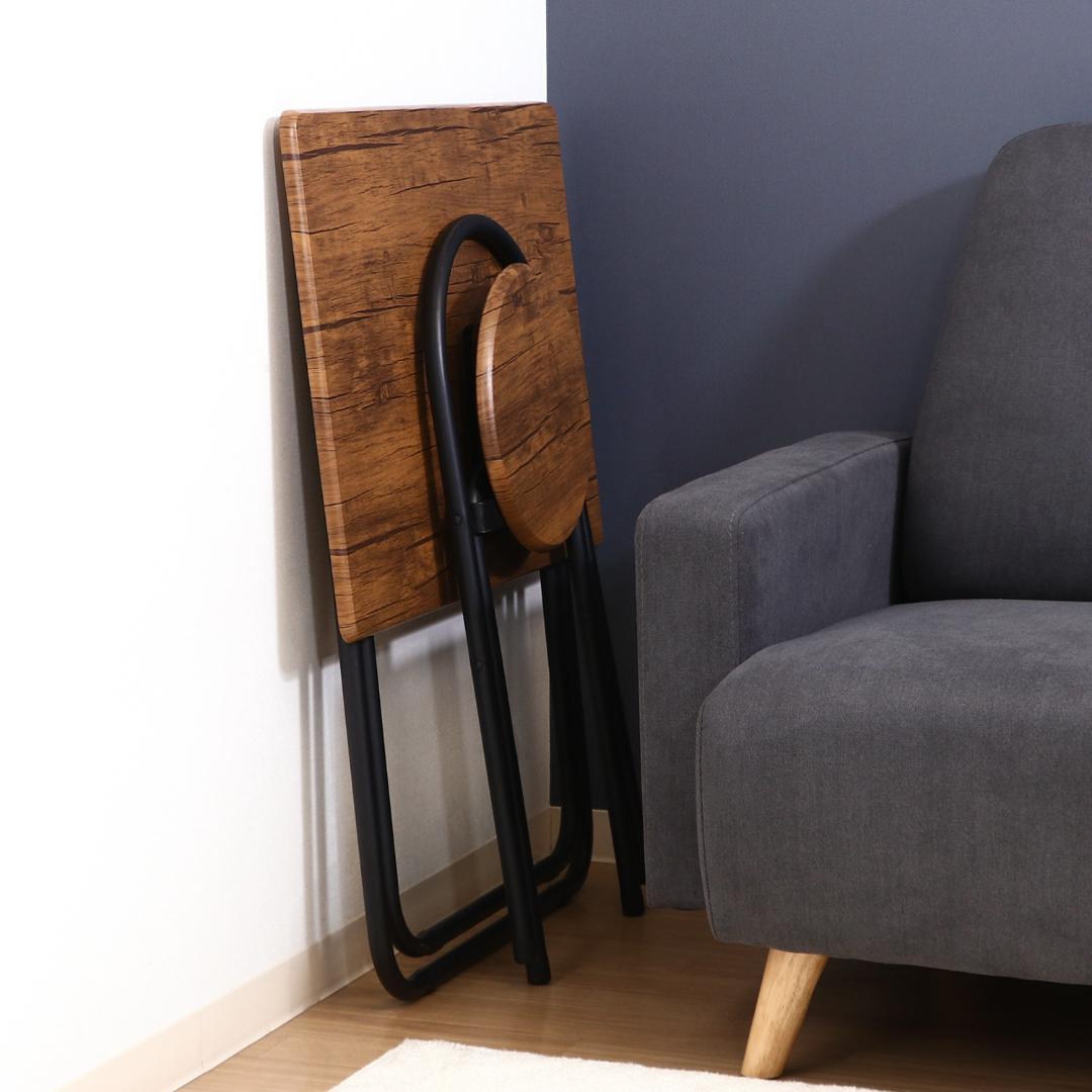 折りたたみ可能 簡易テーブルチェアセット ブラウン