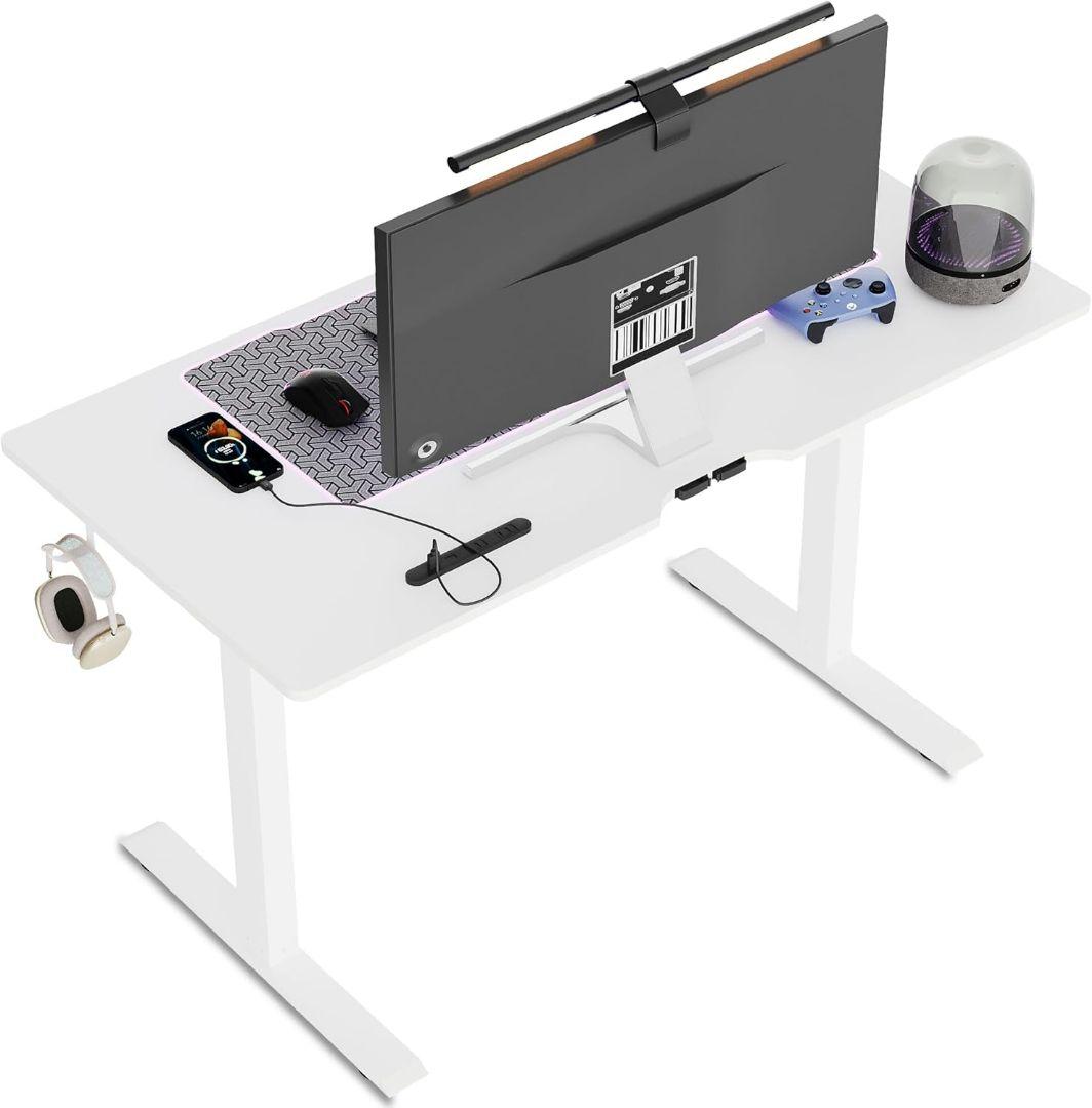 ✨特価✨電動昇降式デスク USB×コンセント付き 耐荷重100kg ホワイト